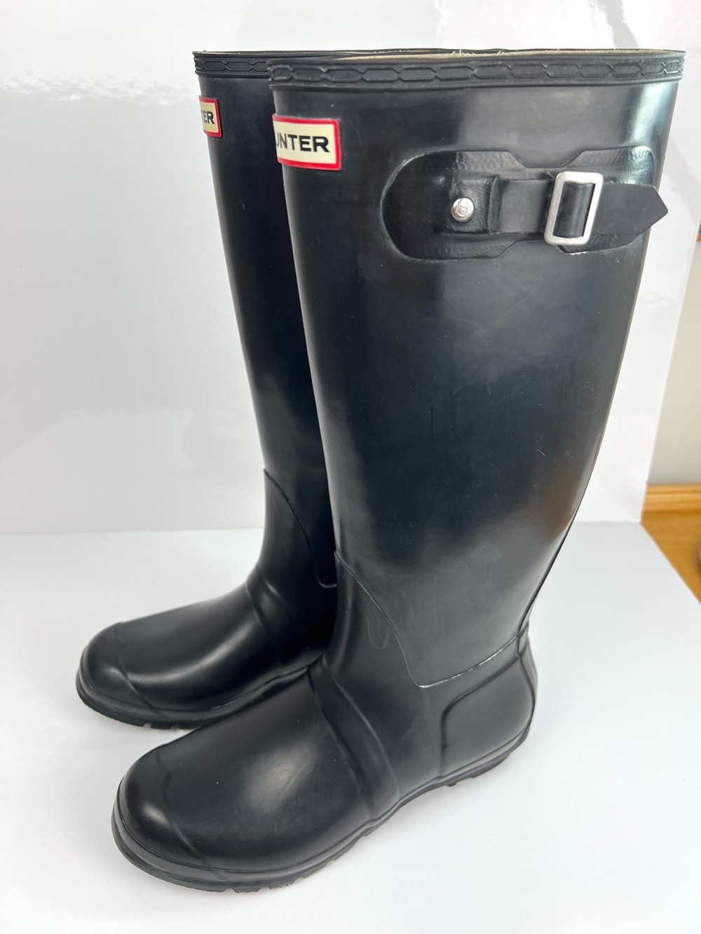 Hunter Black Tall Gloss Rain Boots - Picture 2 of 13